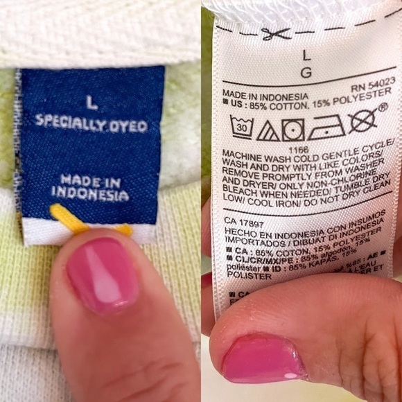 Tie Dye Cropped Cotton Sweatshirt L - Picture 6 of 6